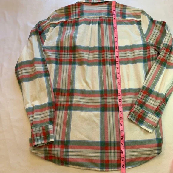 J.Crew Flannel Long Sleeve Button Down Men's L White‎ Red Green Preppy Classic - Picture 6 of 7